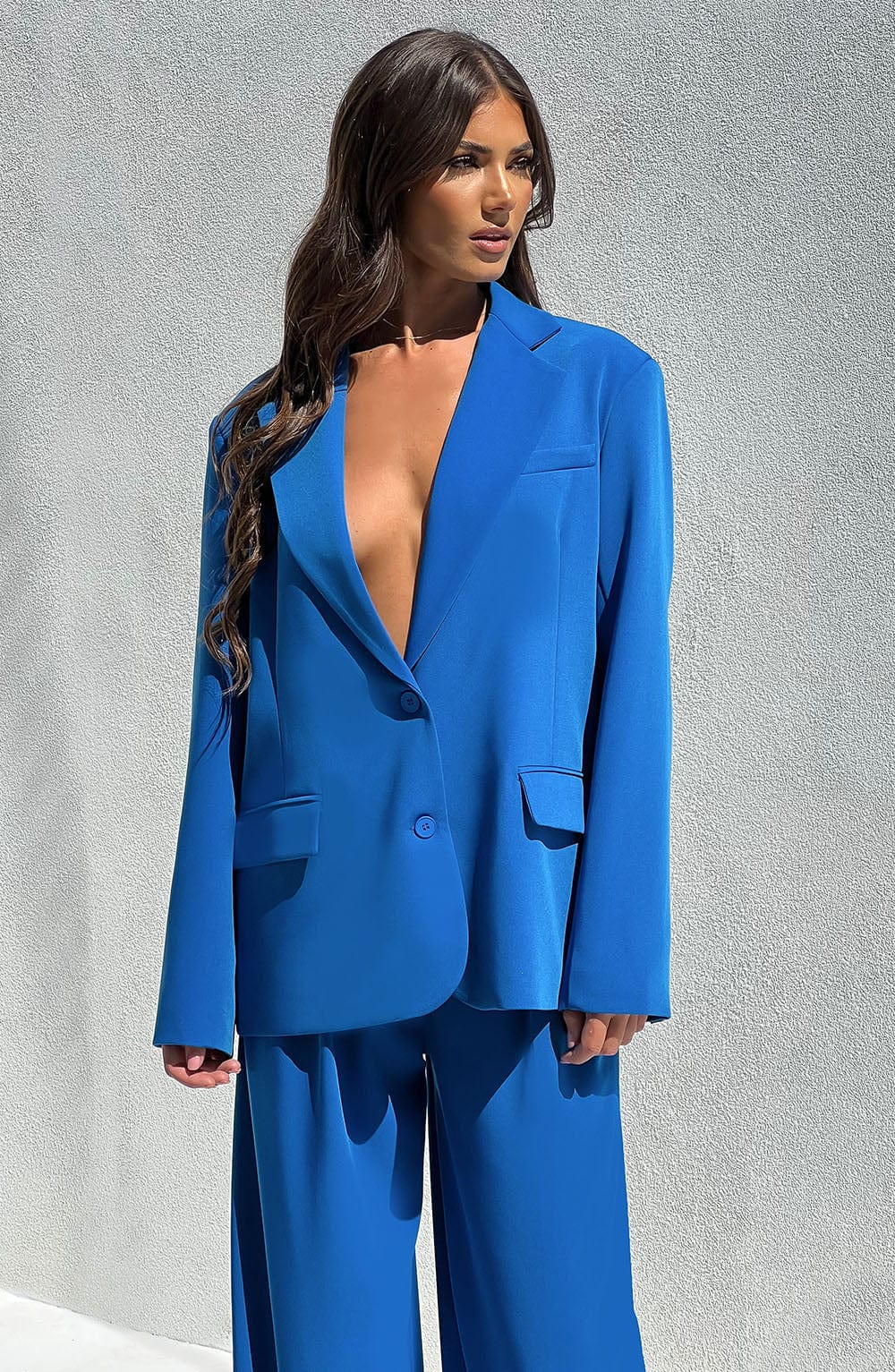 Noa Oversized Suit Jacket - Blue-My Top Dress.All Rights Reserved