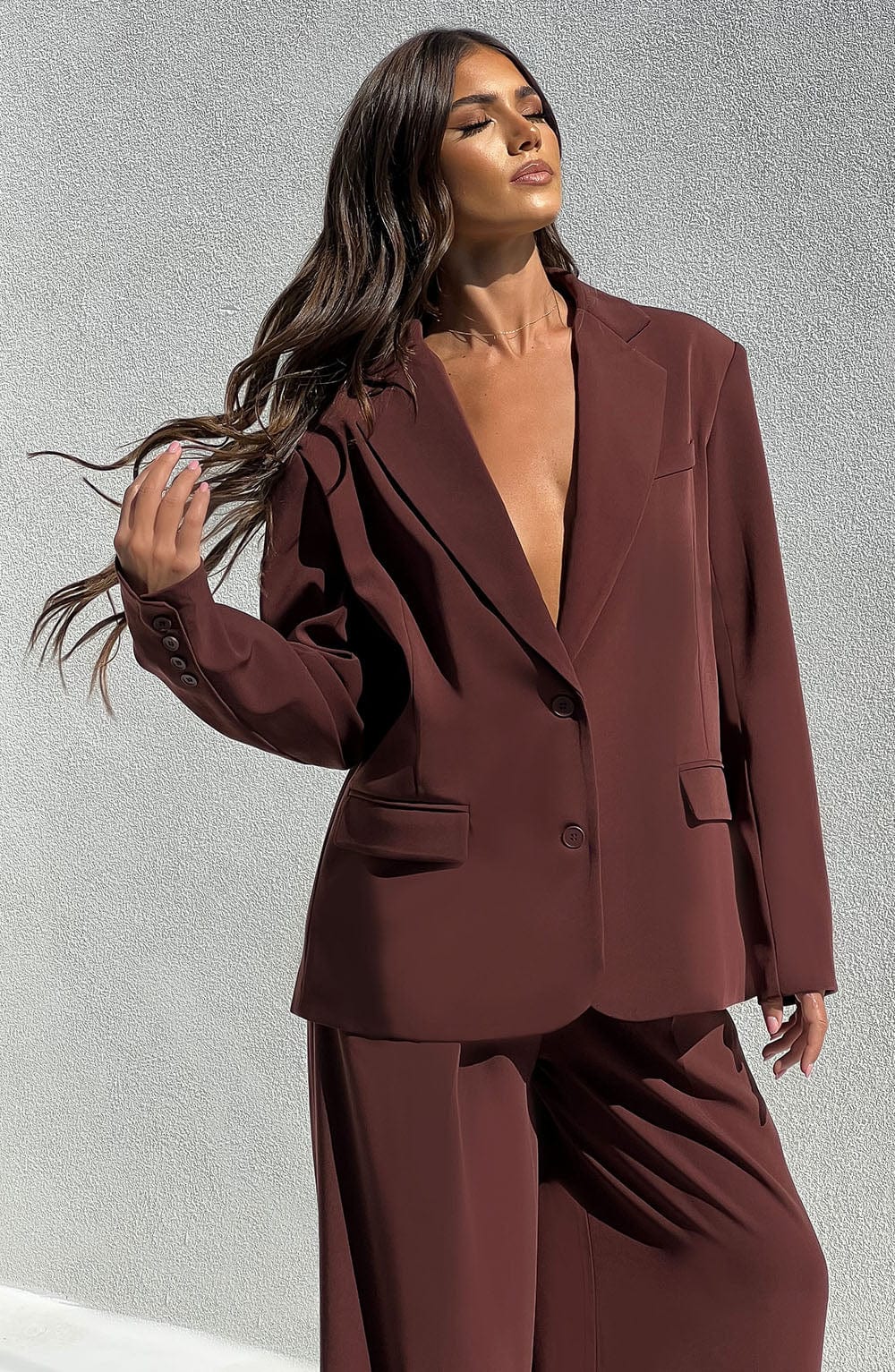 Noa Oversized Suit Jacket - Brown-My Top Dress.All Rights Reserved