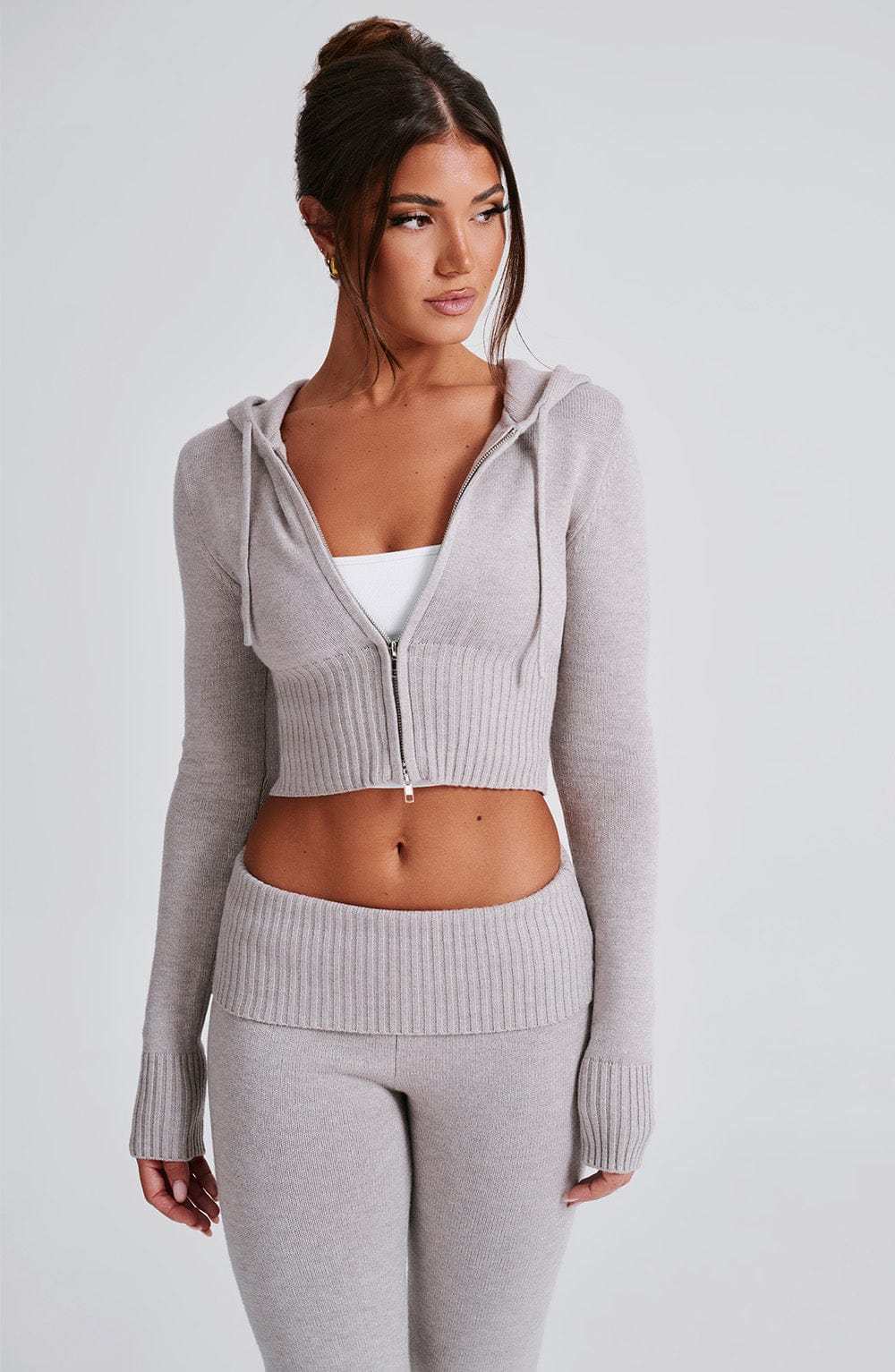 Portia Knit Hoodie - Light Grey Marl-My Top Dress.All Rights Reserved