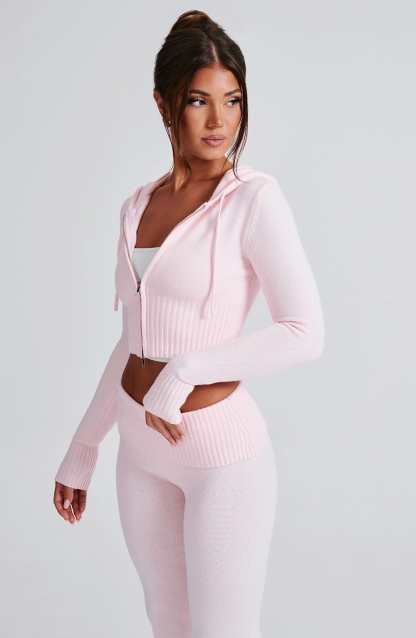 Portia Knit Hoodie - Pink-My Top Dress.All Rights Reserved