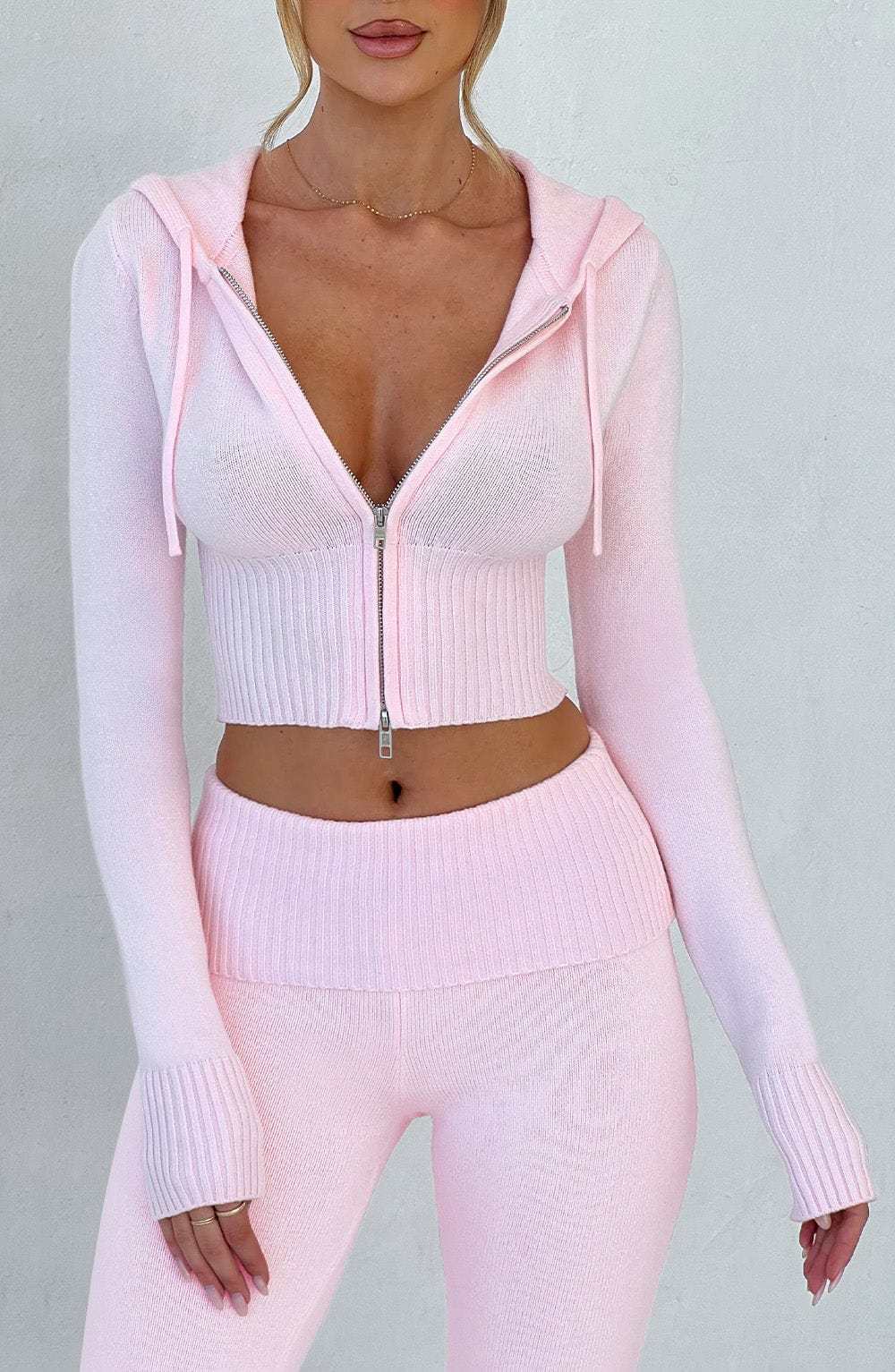 Portia Knit Hoodie - Pink-My Top Dress.All Rights Reserved