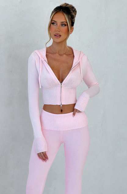 Portia Knit Hoodie - Pink-My Top Dress.All Rights Reserved