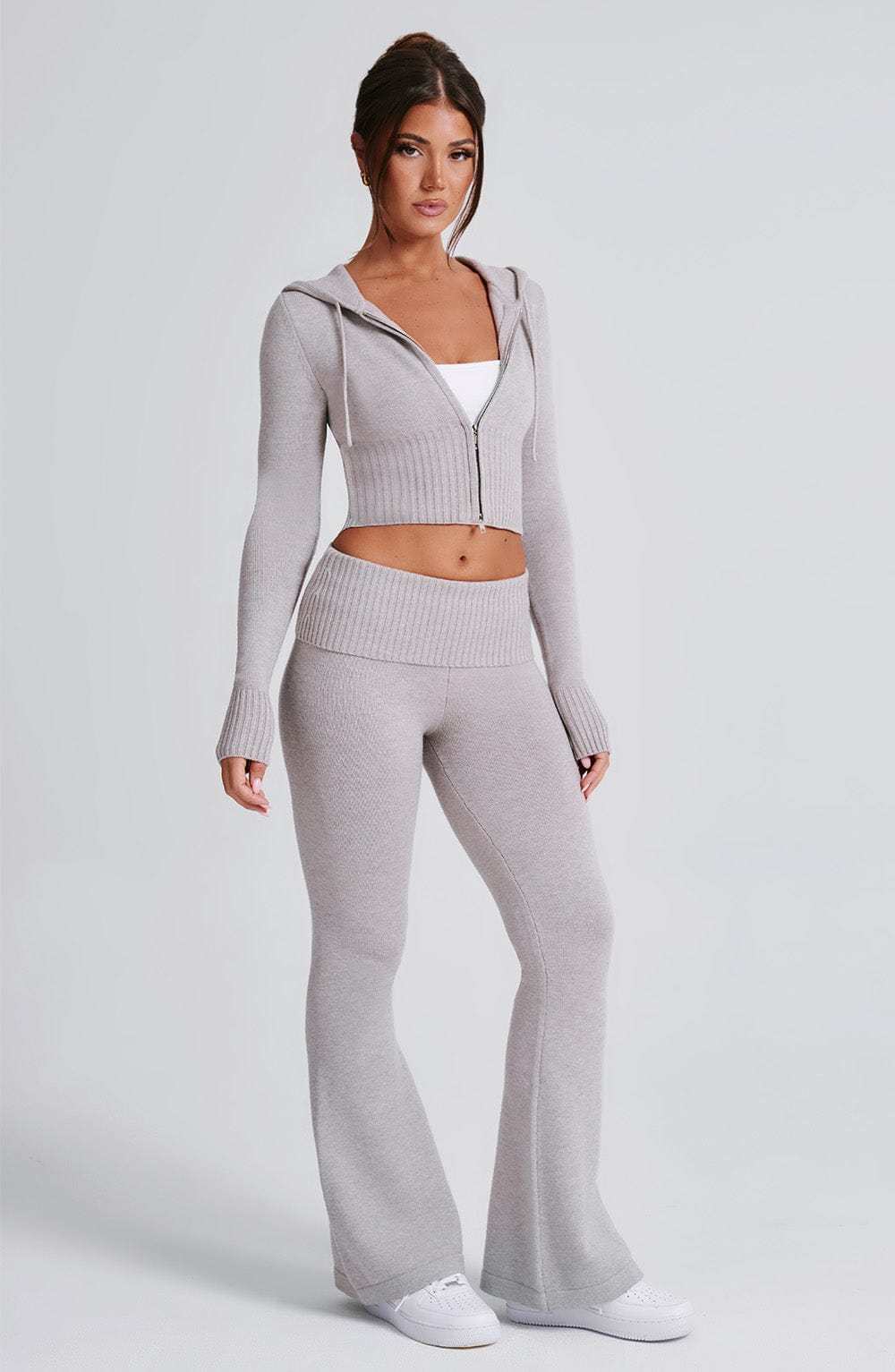 Portia Knit Hoodie - Light Grey Marl-My Top Dress.All Rights Reserved