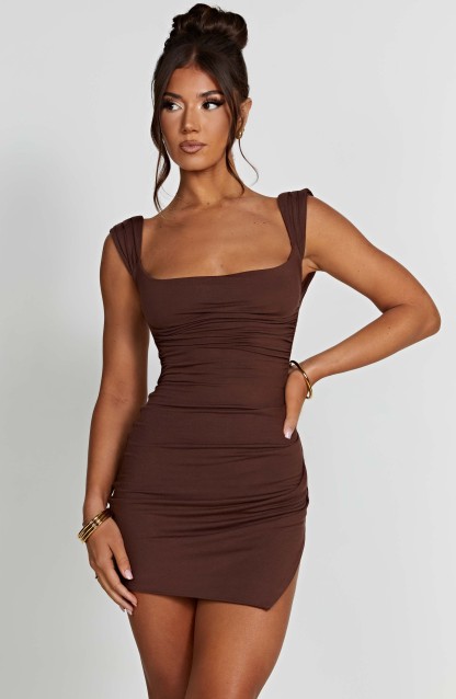 Ria Mini Dress - Chocolate-My Top Dress.All Rights Reserved