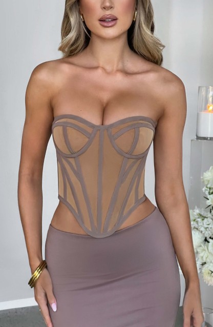 Santanna Corset - Chocolate/Nude-My Top Dress.All Rights Reserved
