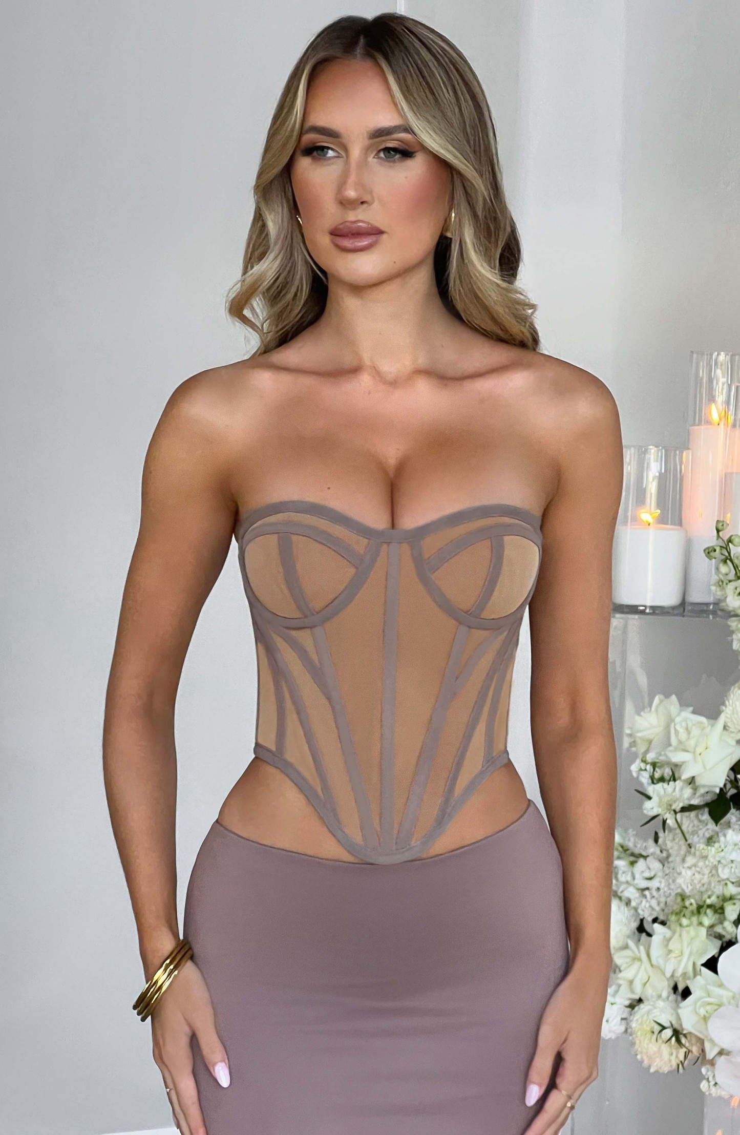 Santanna Corset - Chocolate/Nude-My Top Dress.All Rights Reserved