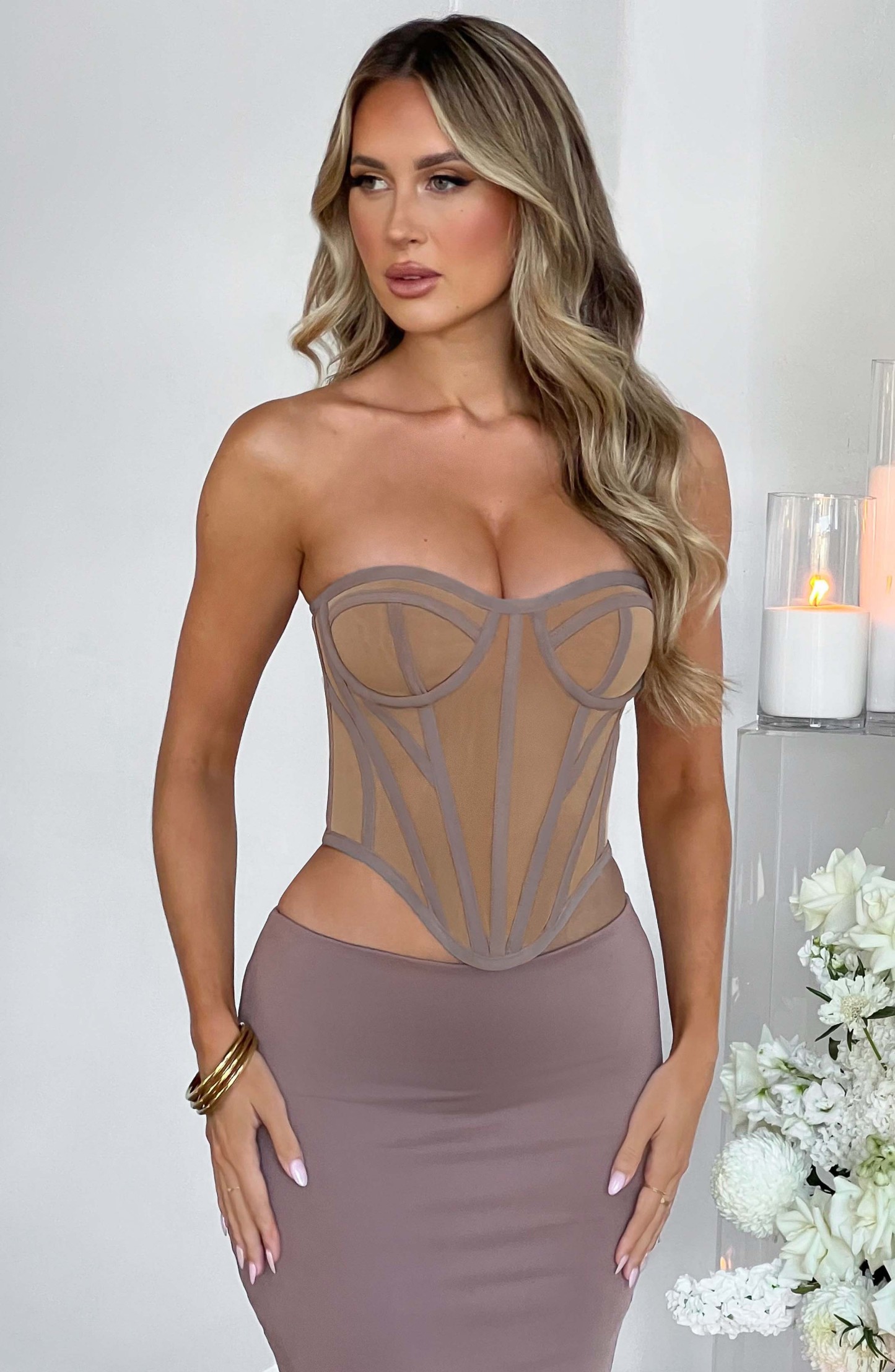 Santanna Corset - Chocolate/Nude-My Top Dress.All Rights Reserved