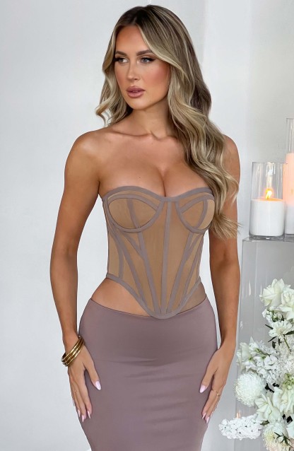 Santanna Corset - Chocolate/Nude-My Top Dress.All Rights Reserved
