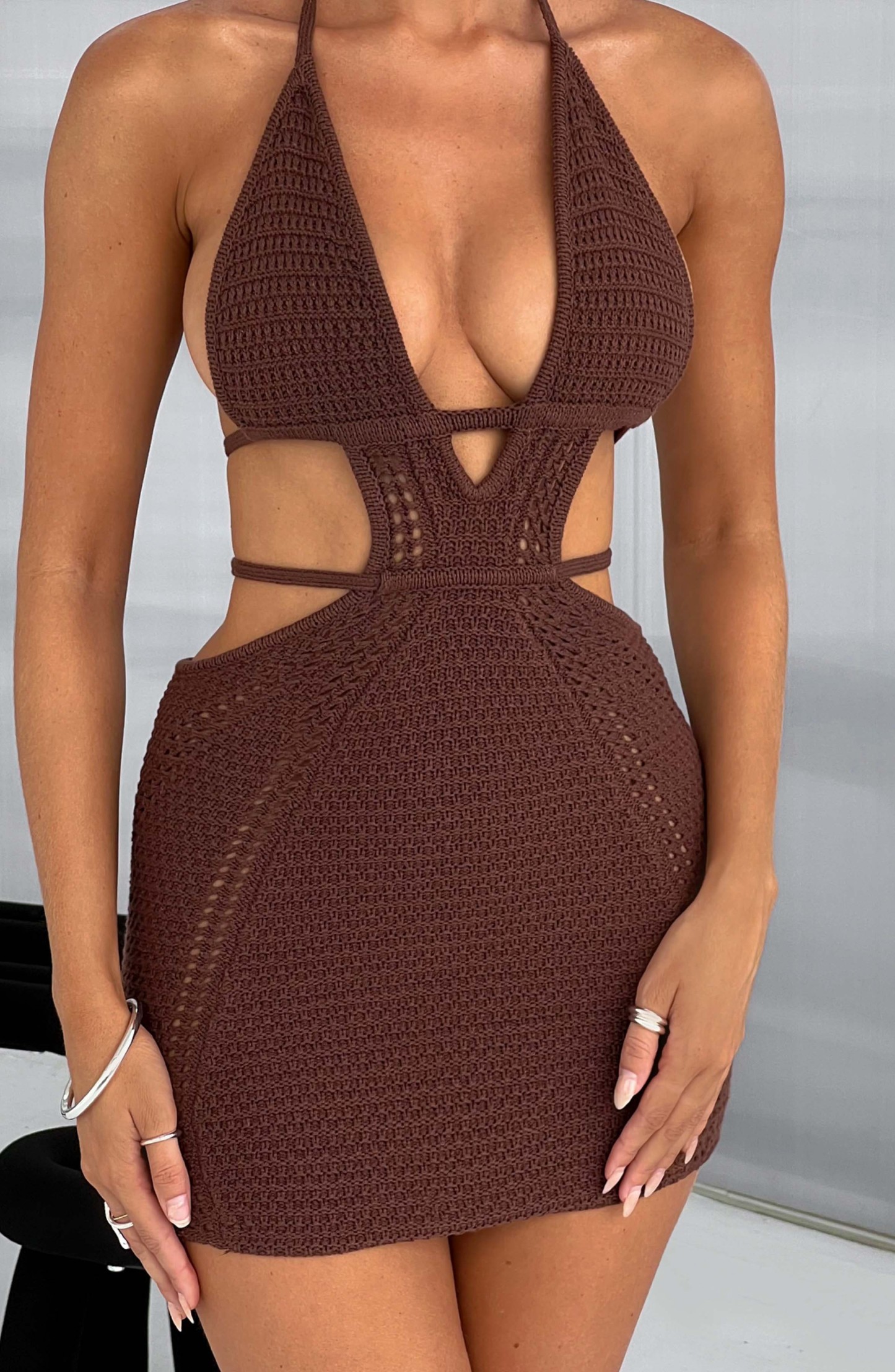 Selena Mini Dress - Chocolate-My Top Dress.All Rights Reserved