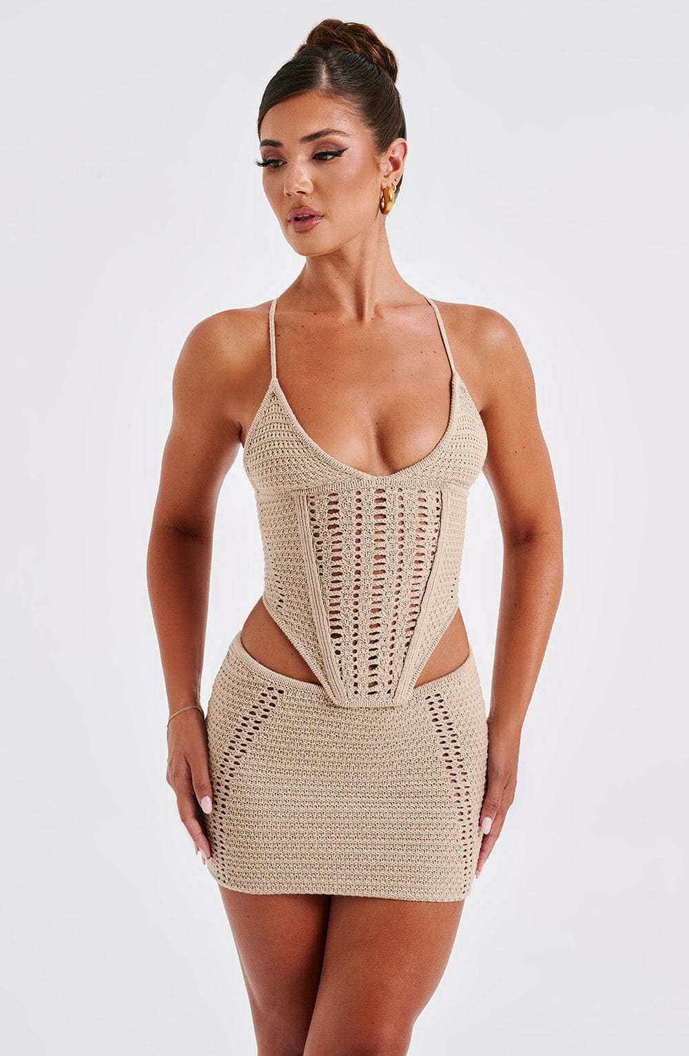 Selma Mini Skirt - Beige-My Top Dress.All Rights Reserved