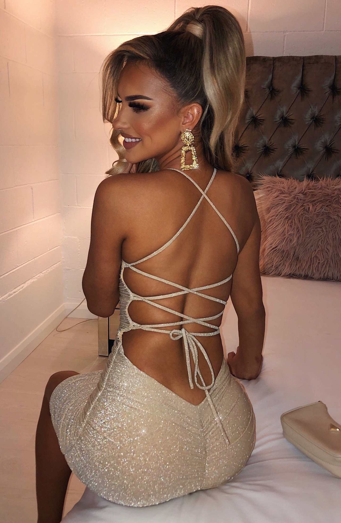 Tati Mini Dress - Gold Sparkle-My Top Dress.All Rights Reserved