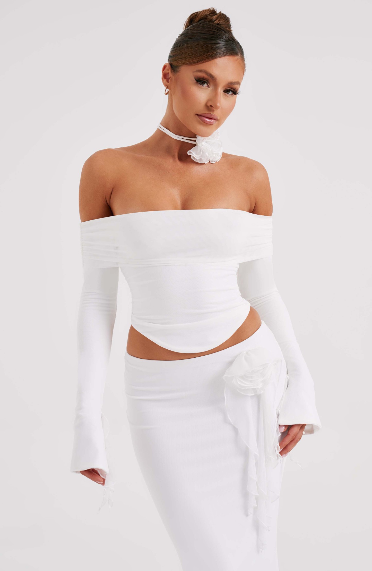 Tilli Floral Neck Tie - Ivory-My Top Dress.All Rights Reserved