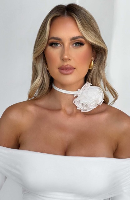 Tilli Floral Neck Tie - Ivory-My Top Dress.All Rights Reserved