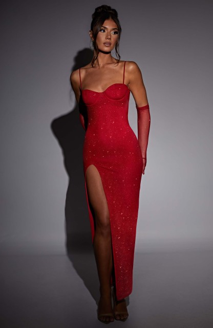 Trixie Maxi Dress - Red Sparkle-My Top Dress.All Rights Reserved
