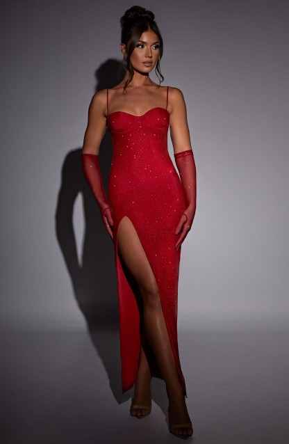 Trixie Maxi Dress - Red Sparkle-My Top Dress.All Rights Reserved