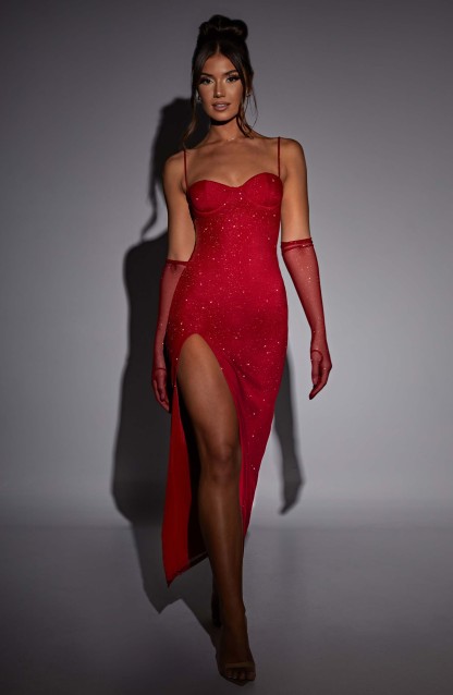 Trixie Maxi Dress - Red Sparkle-My Top Dress.All Rights Reserved
