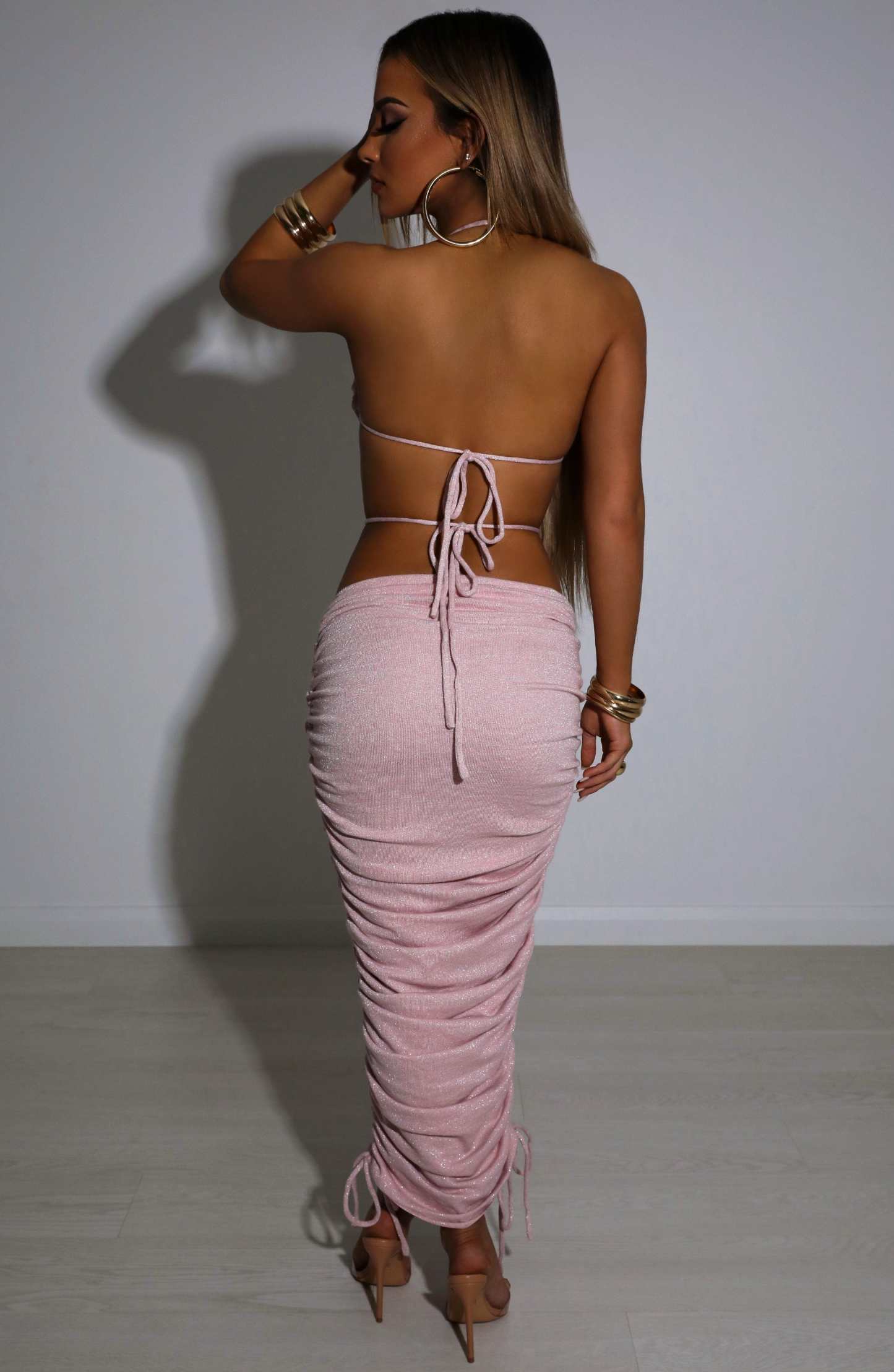 Valencia Maxi Skirt - Baby Pink Sparkle-My Top Dress.All Rights Reserved