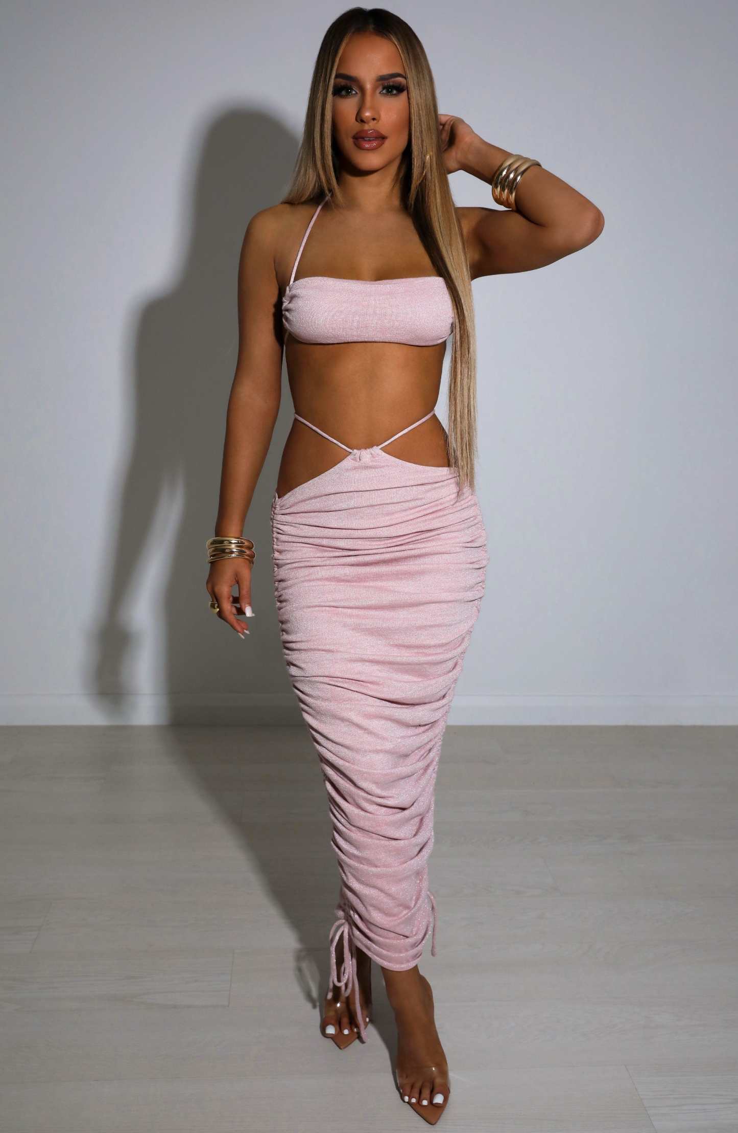Valencia Maxi Skirt - Baby Pink Sparkle-My Top Dress.All Rights Reserved