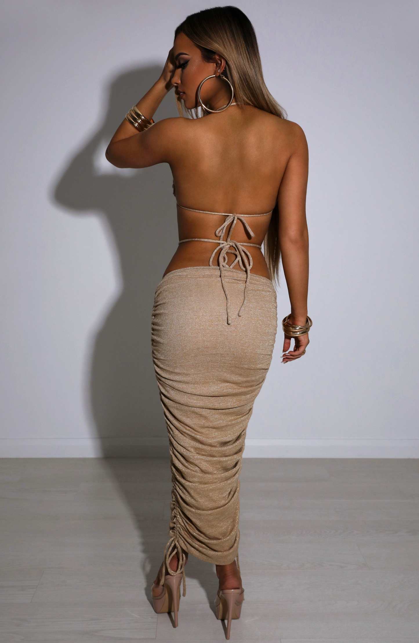 Valencia Maxi Skirt - Gold Sparkle-My Top Dress.All Rights Reserved