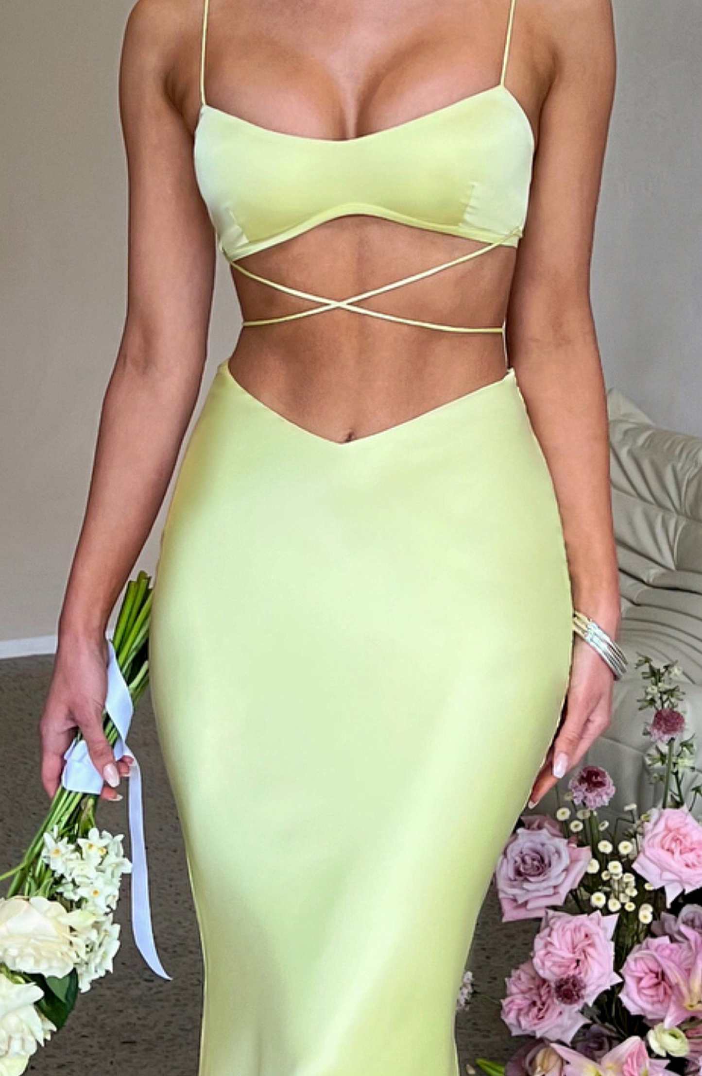 Valeria Maxi Skirt - Lime-My Top Dress.All Rights Reserved