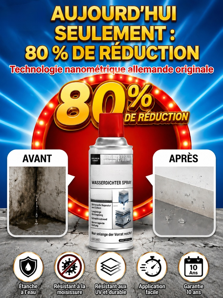 Spray Gel d'Étanchéité Pro – Stoppe les Fuites de Toit, Mur & Tuyau | Promo Dernières 300 Pièces