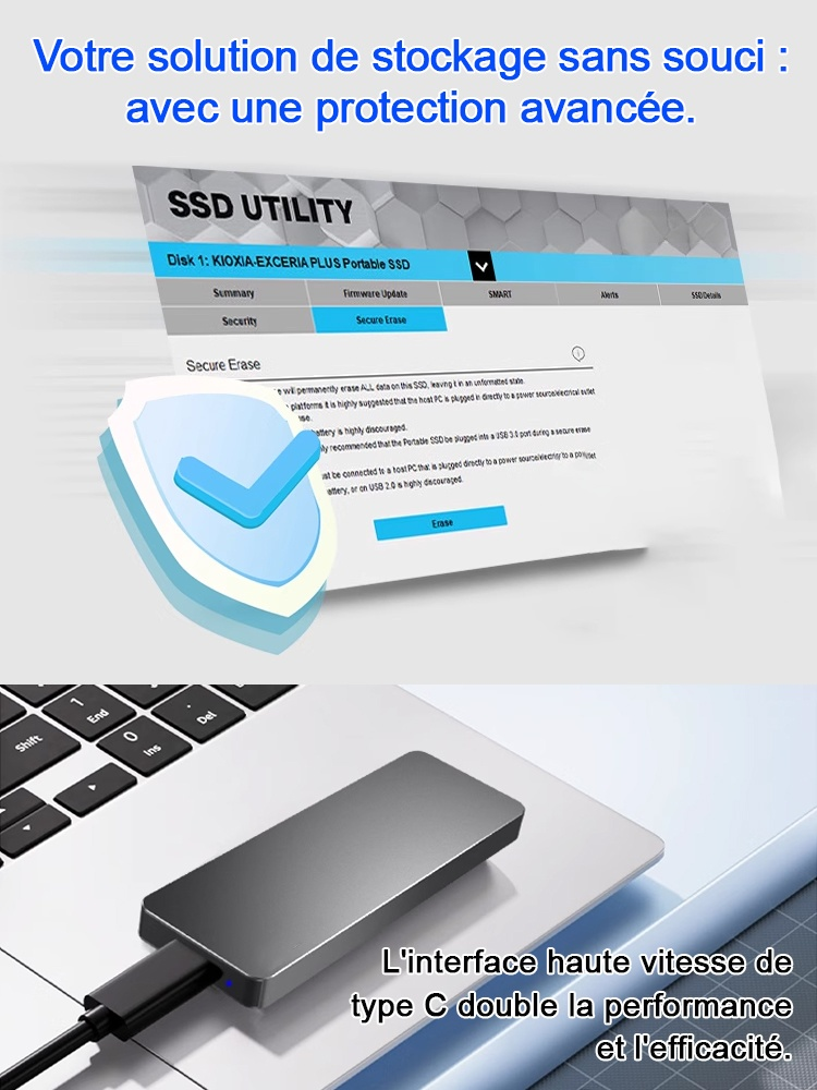 【Transfert de données stable·rapide et entièrement sans perte】USB4.0 Gen3–SSD portable haute vitesse
