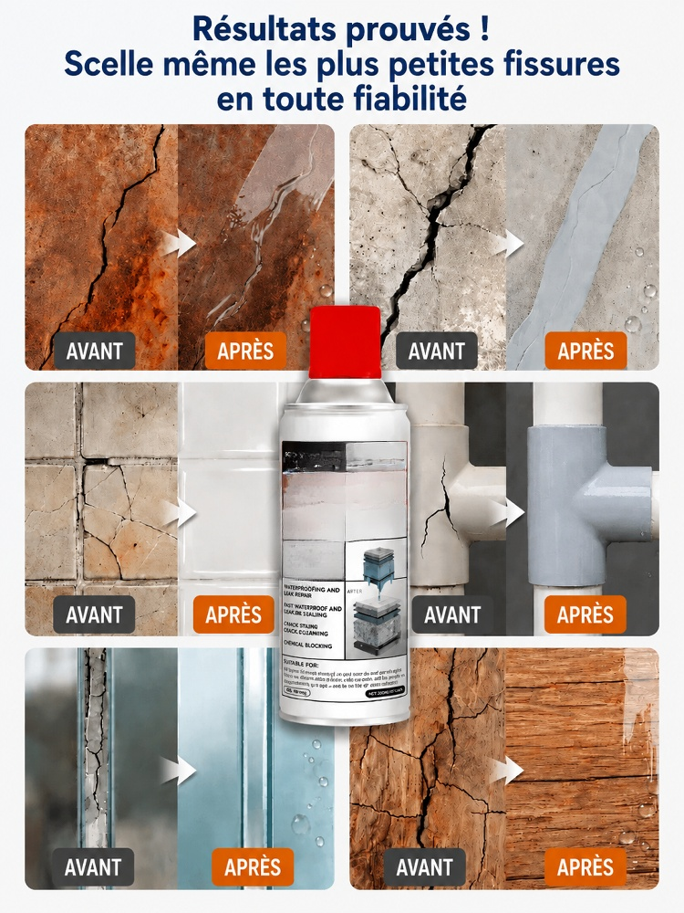 Spray Gel d'Étanchéité Pro – Stoppe les Fuites de Toit, Mur & Tuyau | Promo Dernières 300 Pièces