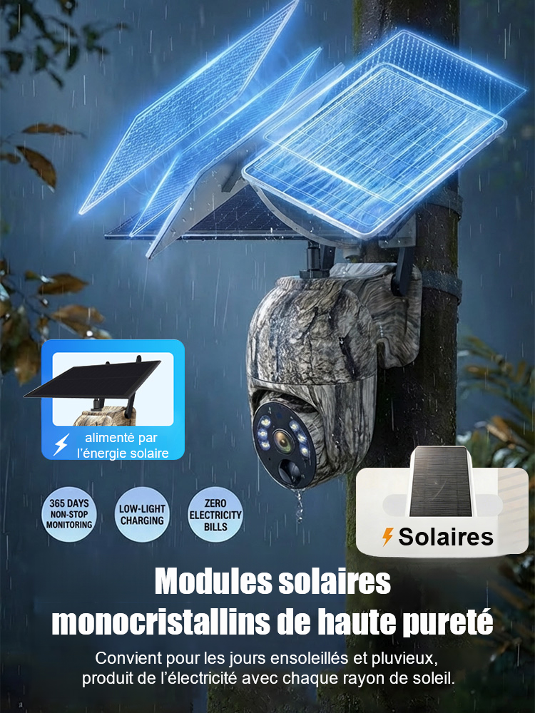 Caméra de surveillance à dôme motorisé solaire