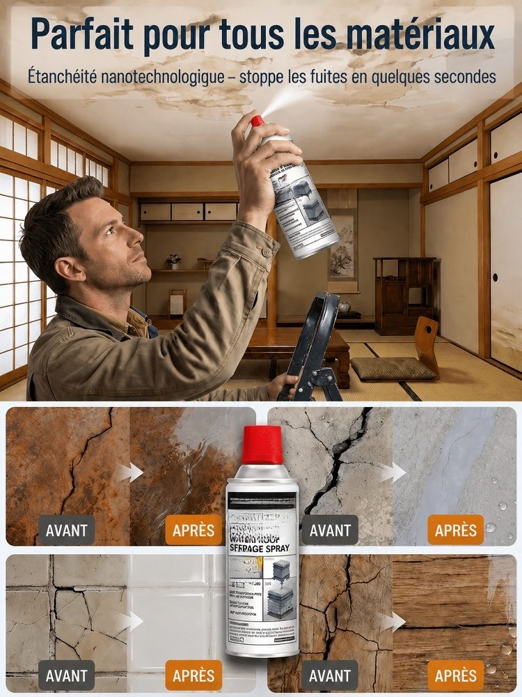 Spray Gel d'Étanchéité Pro – Stoppe les Fuites de Toit, Mur & Tuyau | Promo Dernières 300 Pièces