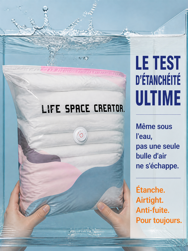 Housse de Rangement Sous Vide Sans Pompe | Gain de Place 80% | Matériau Sûr Bébé | Ultra-Résistant