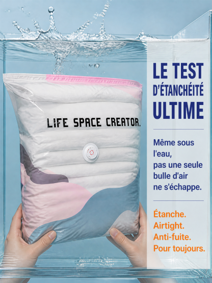 Housse de Rangement Sous Vide Sans Pompe | Gain de Place 80% | Matériau Sûr Bébé | Ultra-Résistant