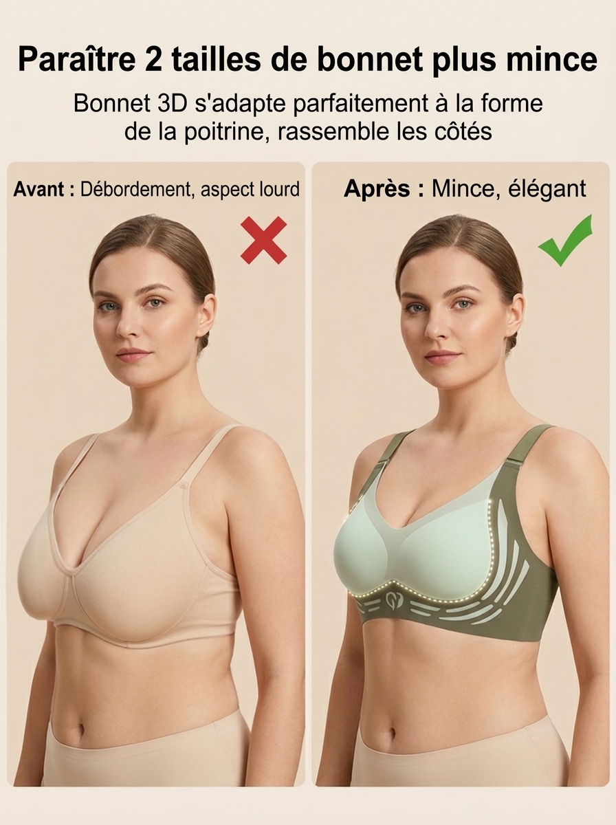 Soutien-gorge sans couture à motifs cœur et couleurs contrastées