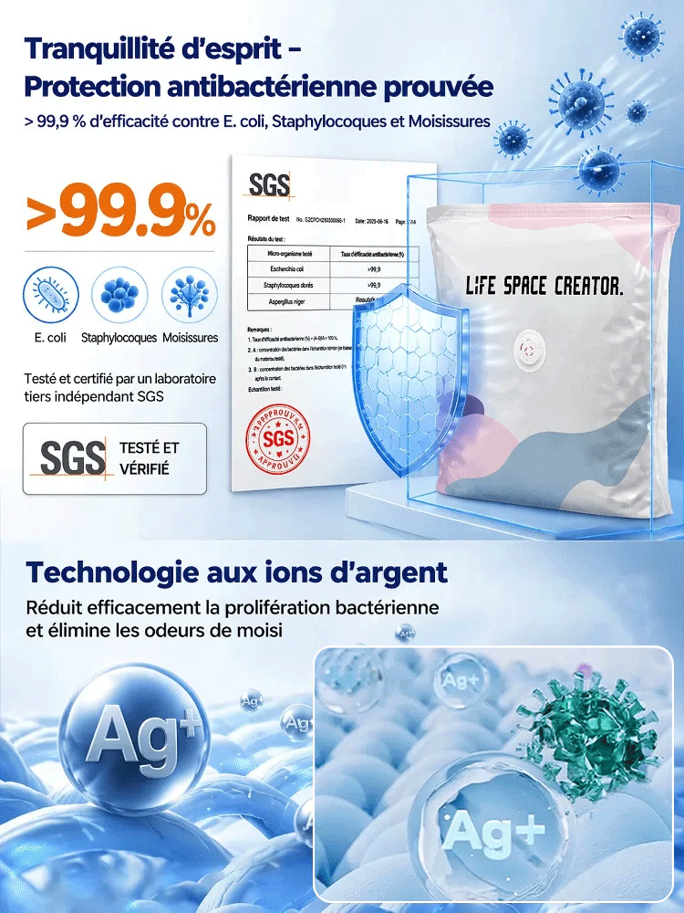 Housse de Rangement Sous Vide Sans Pompe | Gain de Place 80% | Matériau Sûr Bébé | Ultra-Résistant