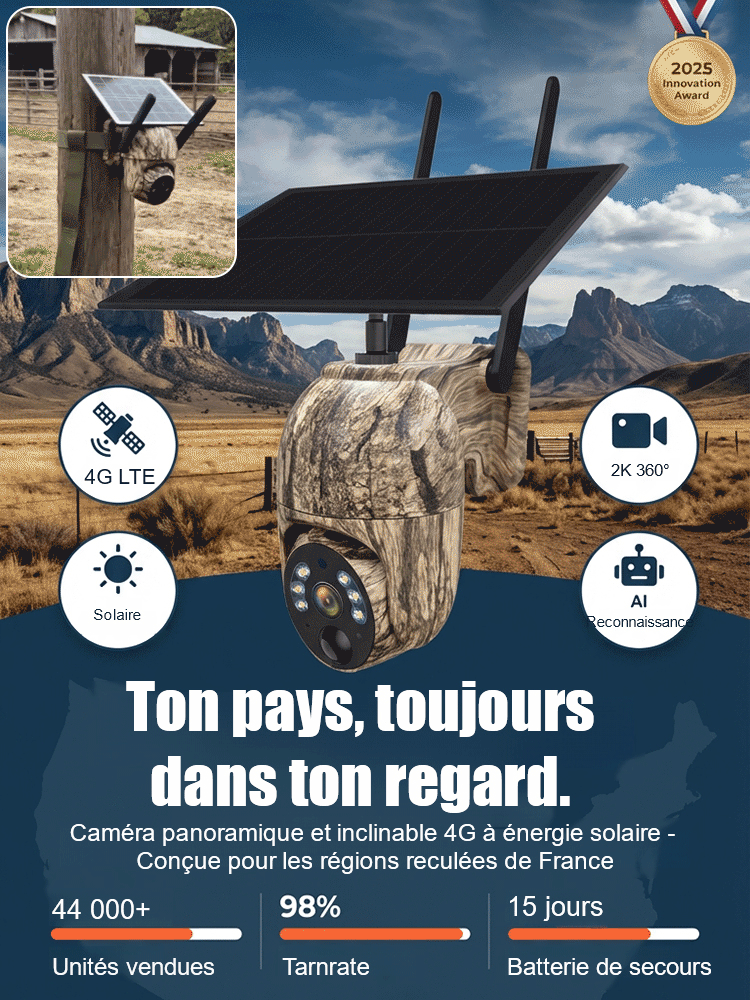 Caméra de surveillance à dôme motorisé solaire