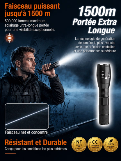 Torche Tactique 20 000 Lumens | Sécurité -50% Aujourd'hui