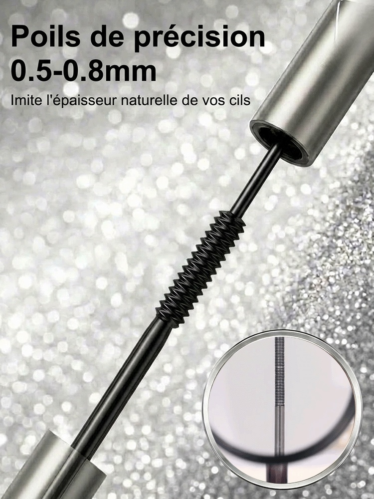 Mascara waterproof volume naturel et cils séparés! Spécial cils courts: brosse rotative 360° pour un regard intense.