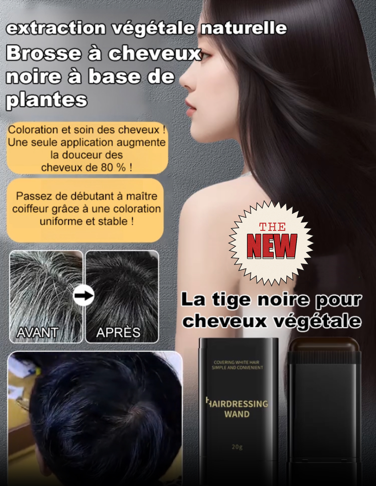 La tige noire pour cheveux végétale