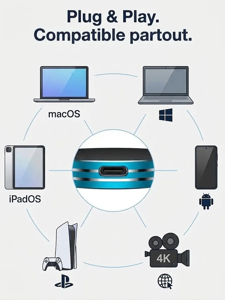 Disque SSD externe portable USB-C avec aimant, anti-perte
