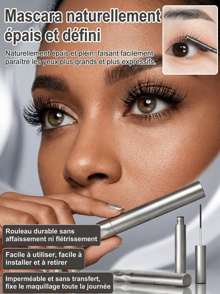Mascara waterproof volume naturel et cils séparés! Spécial cils courts: brosse rotative 360° pour un regard intense.