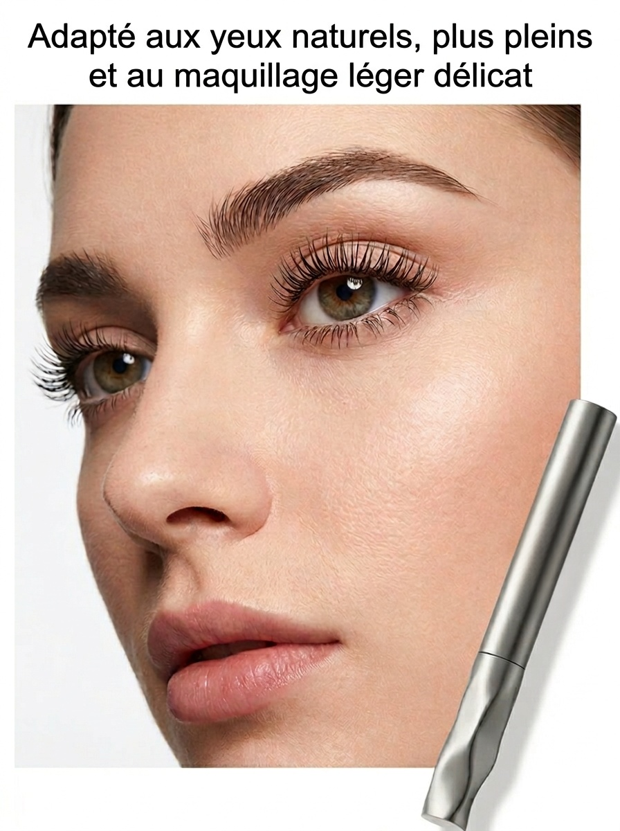 Mascara waterproof volume naturel et cils séparés! Spécial cils courts: brosse rotative 360° pour un regard intense.