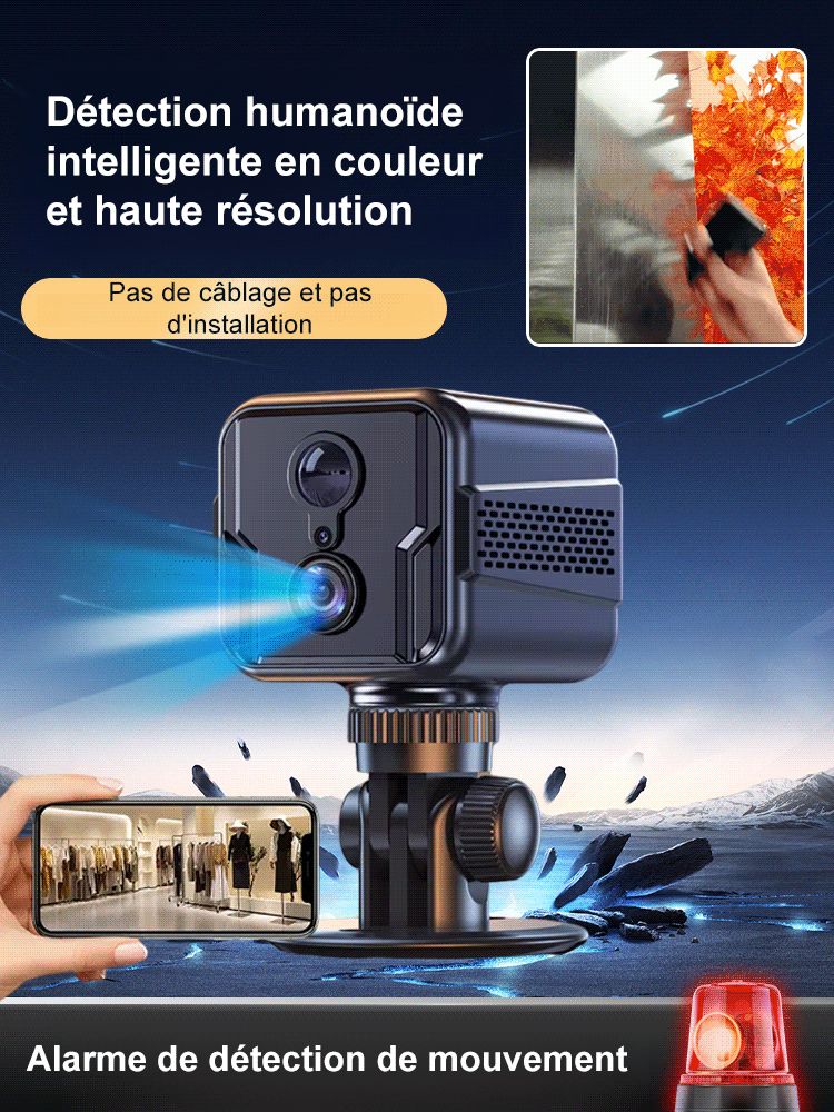 Caméra intelligente avec son propre réseau. Pas besoin de Wi-Fi ni de câbles. Installation en quelques secondes!