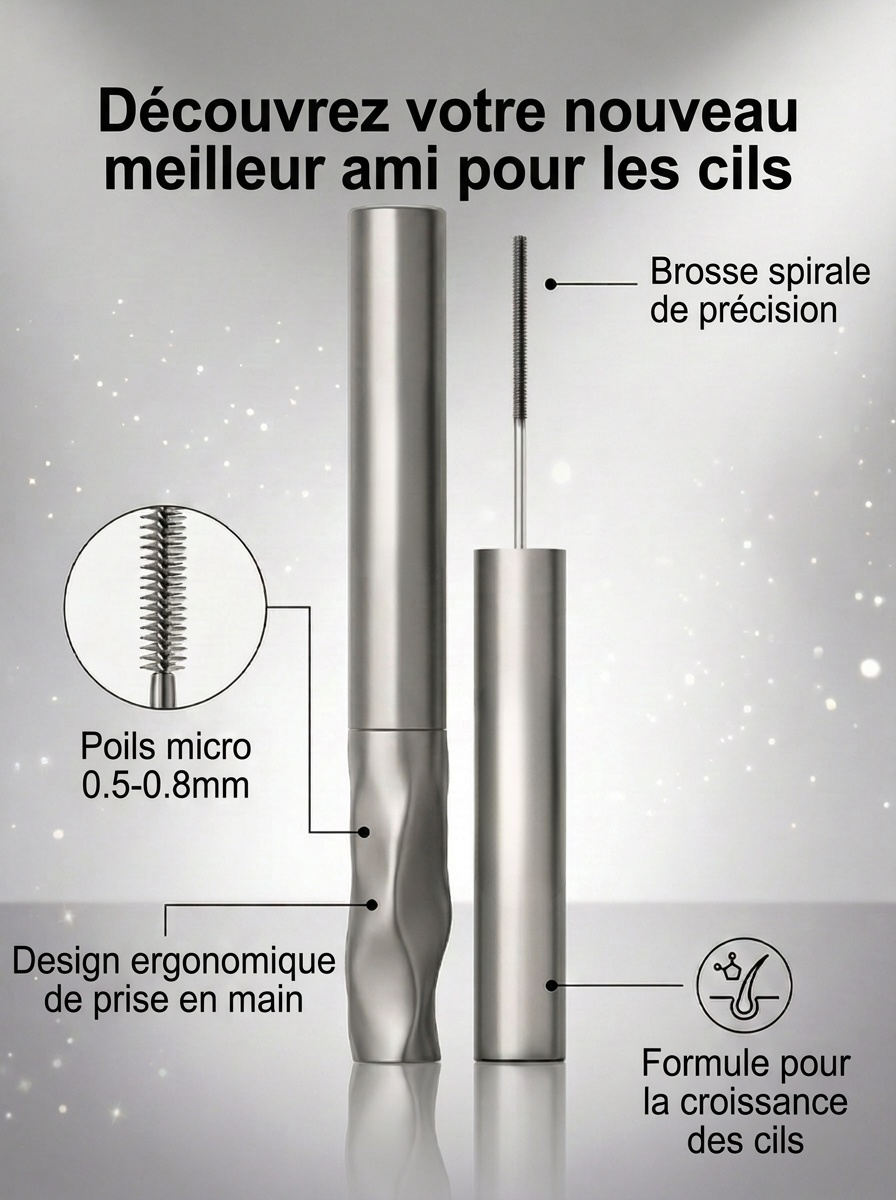 Mascara waterproof volume naturel et cils séparés! Spécial cils courts: brosse rotative 360° pour un regard intense.