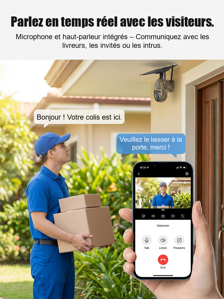 Caméra de surveillance à dôme motorisé solaire