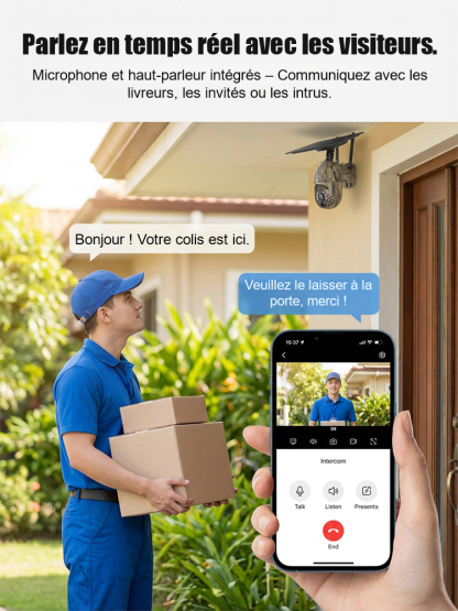 Caméra de surveillance à dôme motorisé solaire