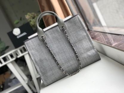 ChanelSmall Shopping Bag Silver Hardware Grey For Women, Women&#8217;s Handbags, Shoulder Bags 15.2in/39cm AS3257