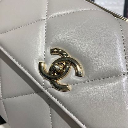 ChanelTrendy ChanelMaxi Top Handle Bag Grey For Women 9.8in/25cm