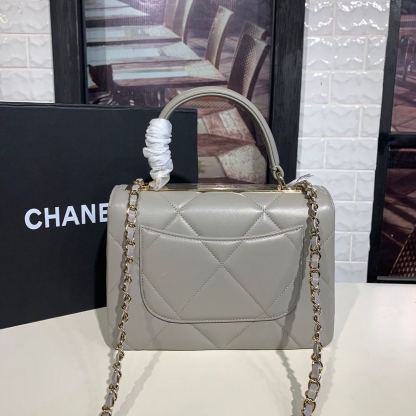 ChanelTrendy ChanelMaxi Top Handle Bag Grey For Women 9.8in/25cm