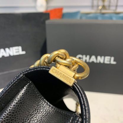 CHL Boy Handbag Gold Toned Hardware Black For Women, Women&#8217;s Bags, Shoulder And Crossbody Bags 9.8in/25cm A67086