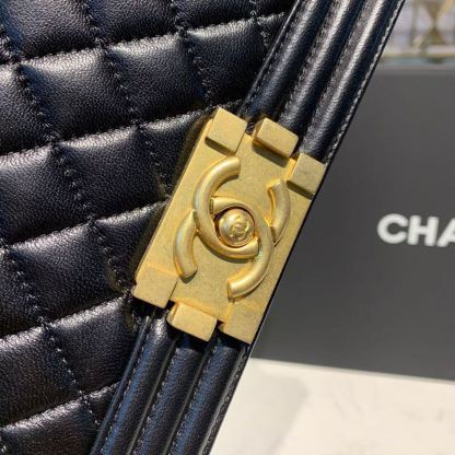 CHL Boy Handbag Gold Toned Hardware Black For Women, Women&#8217;s Bags, Shoulder And Crossbody Bags 9.8in/25cm A67086