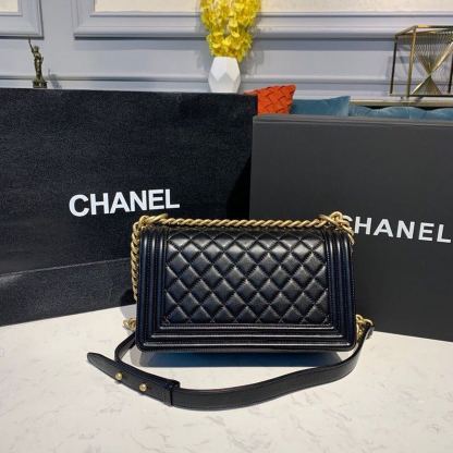 CHL Boy Handbag Gold Toned Hardware Black For Women, Women&#8217;s Bags, Shoulder And Crossbody Bags 9.8in/25cm A67086
